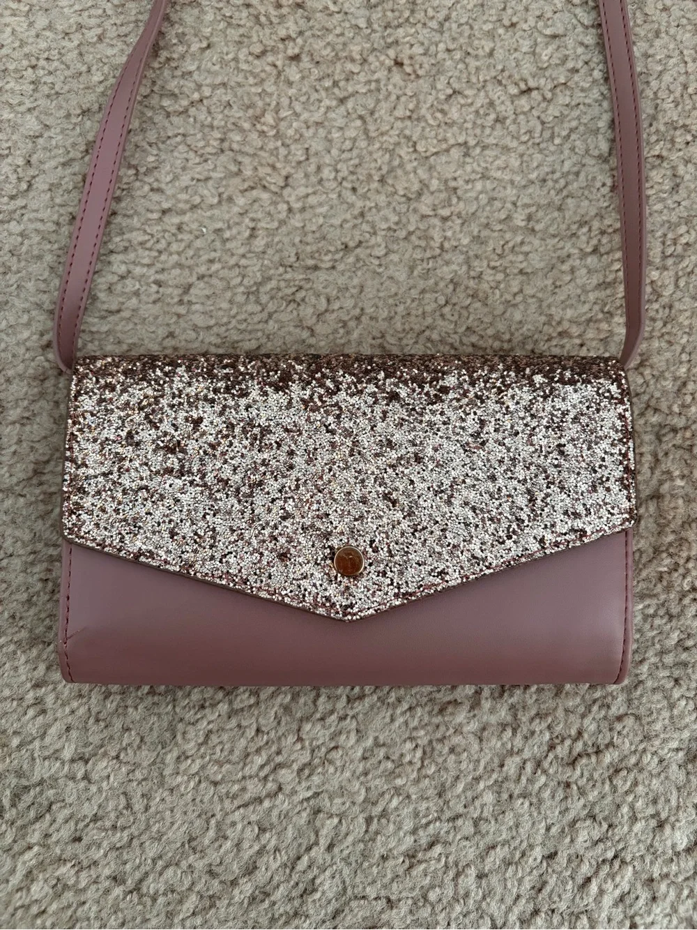 Women’s Glitter Crossbody Bag - Blush Pink